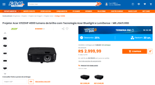 Projetor da Acer X1123HP 4000 Lumens - R$ 2.999,99