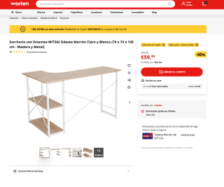 Escritorio con Estantes MITSAI Odessa Marrón por solo 50€