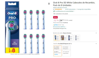 Pack 8 cabezales Oral-B Pro 3D White por 24,99€