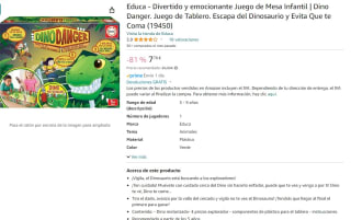 Juego de Mesa Infantil, Dino Danger marca Educa por 7,78€