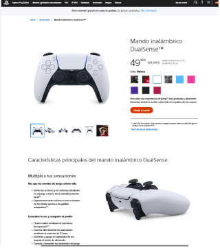 Mando inalámbrico DualSense Sony PS5 blanco por 49,99€