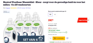 6x Neutral Vloeibaar Wasmiddel Kleur 20 Wasbeurten 1 liter voor €29,84 bij Bol.com