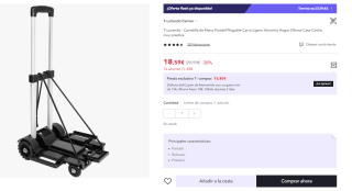 Carretilla de Mano Portátil Plegable por 11.15€