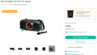JBL PartyBox On The Go + microfoon voor €259 bij Art & Craft