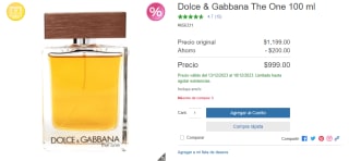 Perfume Dolce & Gabbana The One 100ml por $999 en Costco