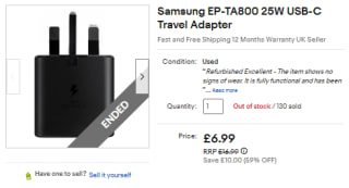 Pick Samsung 25W USB-C travel adapter from eBay as low as £6.99
