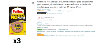 Pack 3 Pattex No Más Clavos Cinta de doble cara extrafuerte por 14.98€