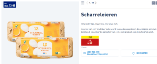 24 Scharreleieren M/L voor €4,50 bij de Aldi
