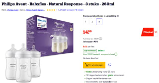 3x 260ml Philips Avent babyflessen "Natural Response" voor €14,99 bij Bol