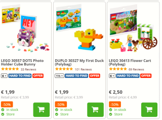 50% korting op Lego bij Brickshop