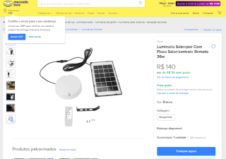 Luminaria Solar Sobrepor com Painel Solar - R$ 140