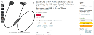 Audífonos SOUNDPEATS Q30HD+ por $599 en Amazon, envío gratis
