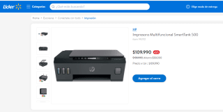 Impresora Multifuncional HP Smarttank 500 por $109.990