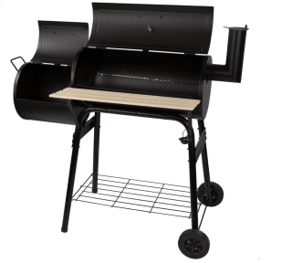 Barbacoa de carbón con termómetro y ahumador 116x61x106cm por 98,18€