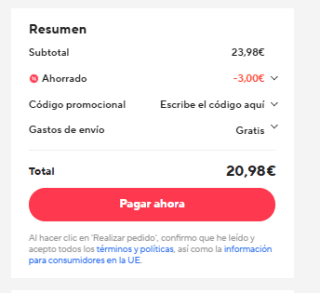 Nuevo Cupón 3€ en pedidos superiores a 15€ tienda Miravia