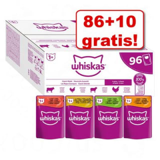 86 + 10 gratis! Jumbopack Whiskas 1+ Adult Maaltijdzakjes