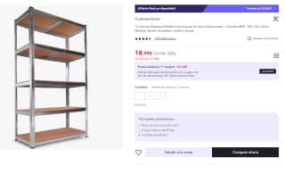 Estantería Metálica Galvanizada Nyana Home 875kg 5 Baldas por 11.4€