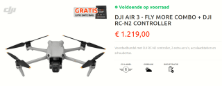DJI Air 3 - Fly More Combo + DJI RC-N2 Controller voor €1219 bij Droneshop