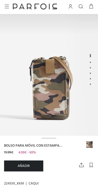Bolso para móvil con estampado de camuflaje por 4,99€.