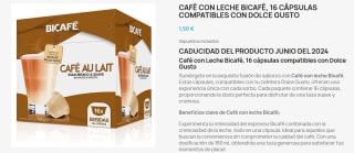 16 cápsulas Café con leche compatibles con Dulce Gusto por 1,50€