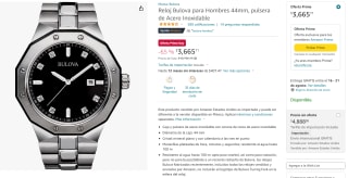 Reloj Bulova para Hombres 44mm por $3,666 en Amazon