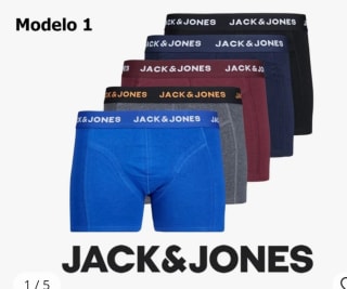 Pack 5 boxers Jack and Jones por 21,39€