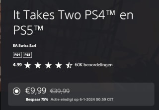 It Takes Two voor PS4 en PS5 voor €9,99 in de Playstation Store
