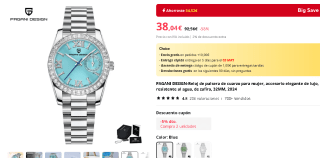 PAGANI DESIGN-Reloj de pulsera de cuarzo para mujer por 38,04€