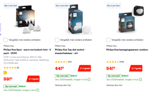 2+1 gratis op alles van Philips Hue bij Bol