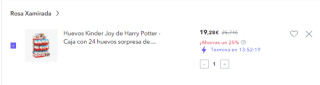 24 huevos Kinder Harry Potter por solo 19,28€