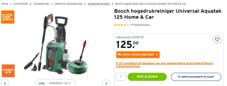 Bosch Universal Aquatak 125 Hogedrukreiniger voor €105 na cashback bij de Gamma
