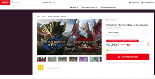 Jogo: Bundle Monster Hunter Rise + Sunbreak para Nintendo Switch - R$ 186,60