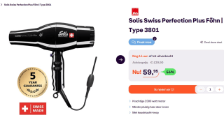 Solis Swiss Perfection Plus 3801 Föhn - Haardroger met Smart Silencer - voor €59,95 bij Ibood