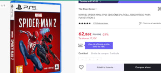 Marvel Spider-Man 2 PS5 por 47.86€