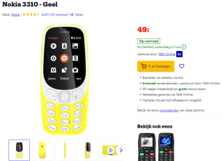 Nokia 3310 (geel) voor €49 bij Bol