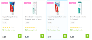 2+2 gratis op Colgate, Elmex en Meridol tandpasta bij Plein