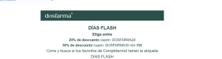 20% sin mínimo o 30% de descuento min 99€ desde dos Farma