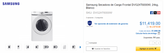 Samsung Secadora de Carga Frontal por $11,419 en CyberPuerta