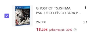 Ghost of Tsushima PS4 por 14,99€.