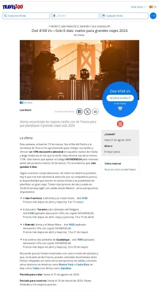 Grandes Viajes con vuelos desde 416€.