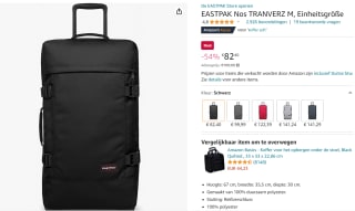 Eastpak TRANVERZ M Reiskoffer voor €82,40 bij Amazon