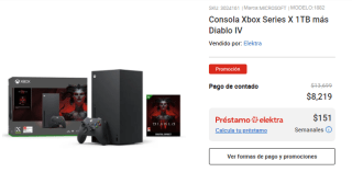 Xbox Series X 1TB + Diablo IV por $6,986 en Elektra con Bitcoin
