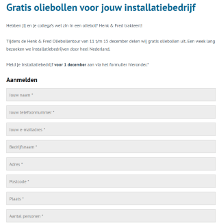 Gratis oliebollen voor jouw installatiebedrijf van Henk & Fred