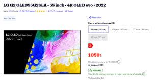 LG G2 OLED55G26LA - 55 inch - 4K OLED evo - 2022 voor €1059 bij Bol