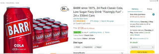 BARR Classic Cola: 24 x 330ml Cans - £7.95