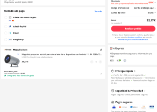 Proyector Magcubic portátil HY300 Android 11 por solo 32,17€