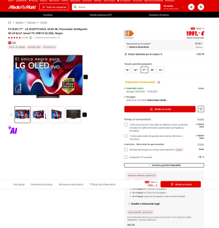 TV OLED 77" LG OLED77C45LA OLED 4K Procesador Inteligente 4K α9 Gen7 Smart TV DVB-T2 (H.265) por 1,991€