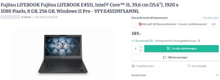 Fujitsu Lifebook E4511 (VFY:E4511MF5AMNL) voor €585,82 bij Redable