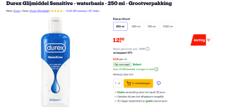 Durex Glijmiddel Sensitive Waterbasis - 250 ml voor €12,50 bij Bol
