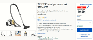 Philips Stofzuiger zonder zak, 850 W, PowerCyclone 4 voor €79,99 in de Lidl webshop